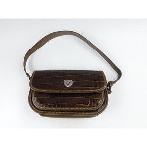 Brighton Brown Mock Alligator Leather Small Handbag Purse 9.5" by 6"
